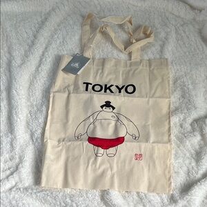 NWT Disney Tokyo Exclusive Big Hero Six Beige Canvas Tote Bag